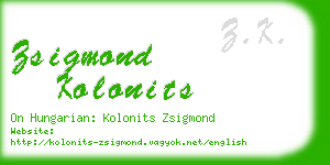 zsigmond kolonits business card